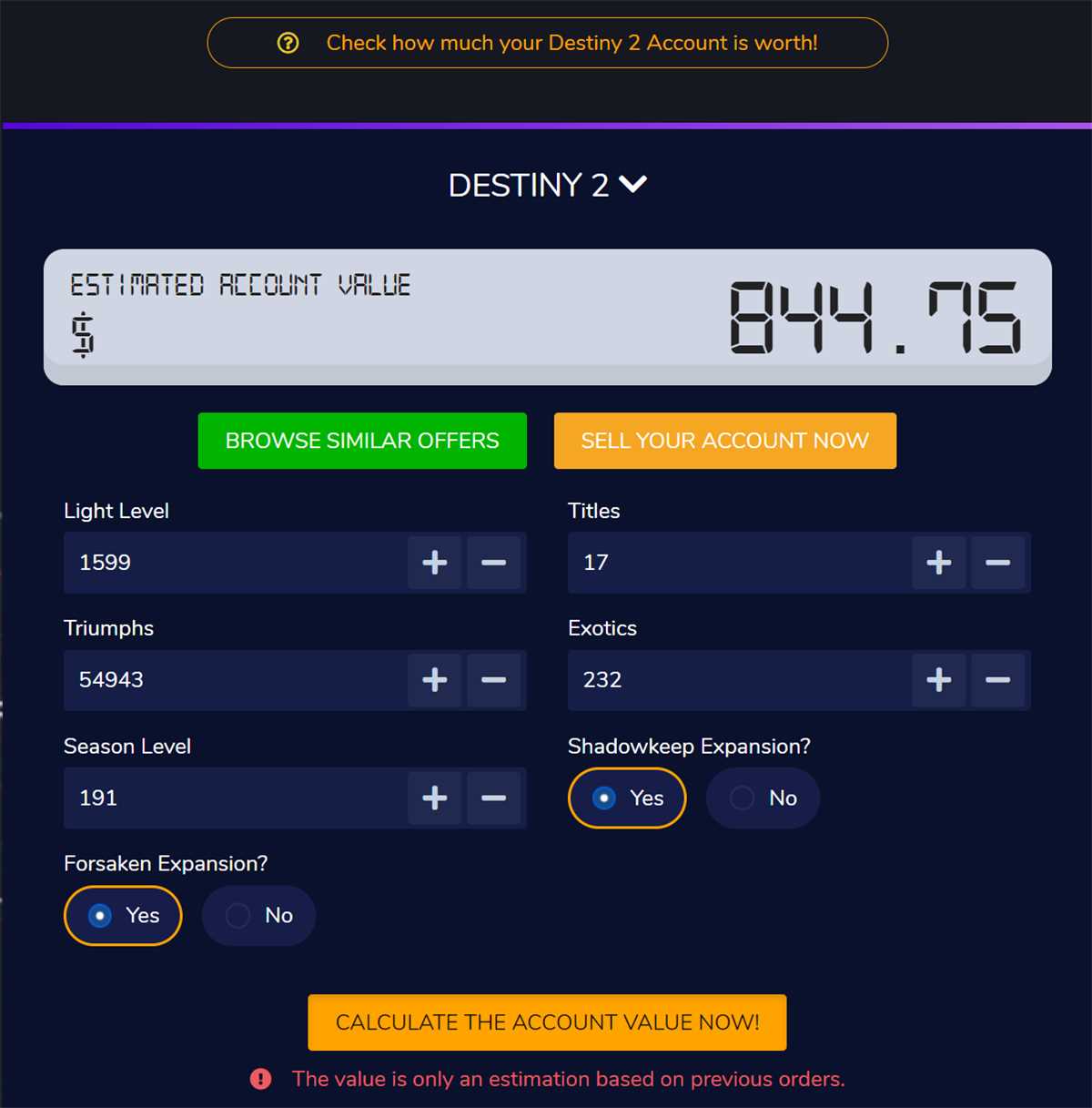продажа аккаунта к игре Destiny 2