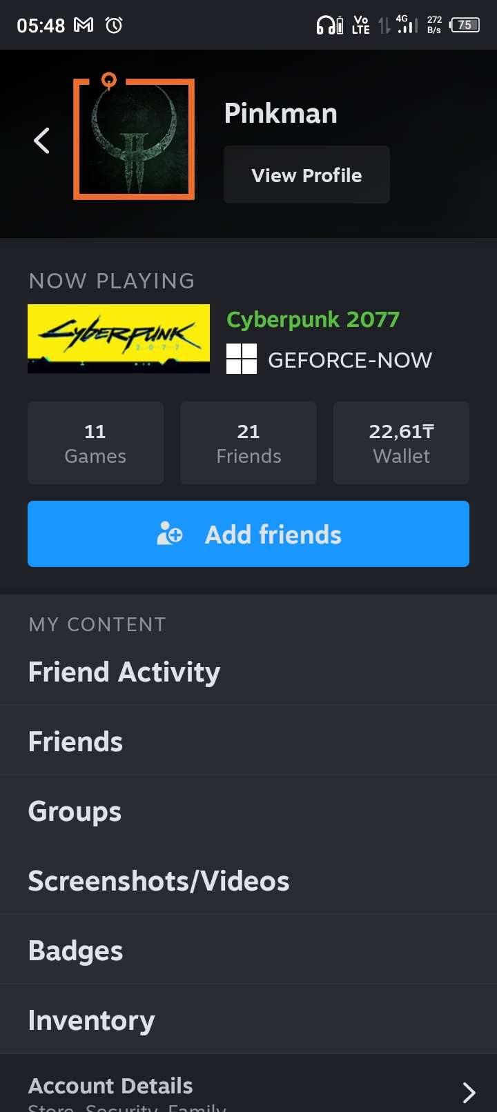 продажа аккаунта к игре Cyberpunk 2077