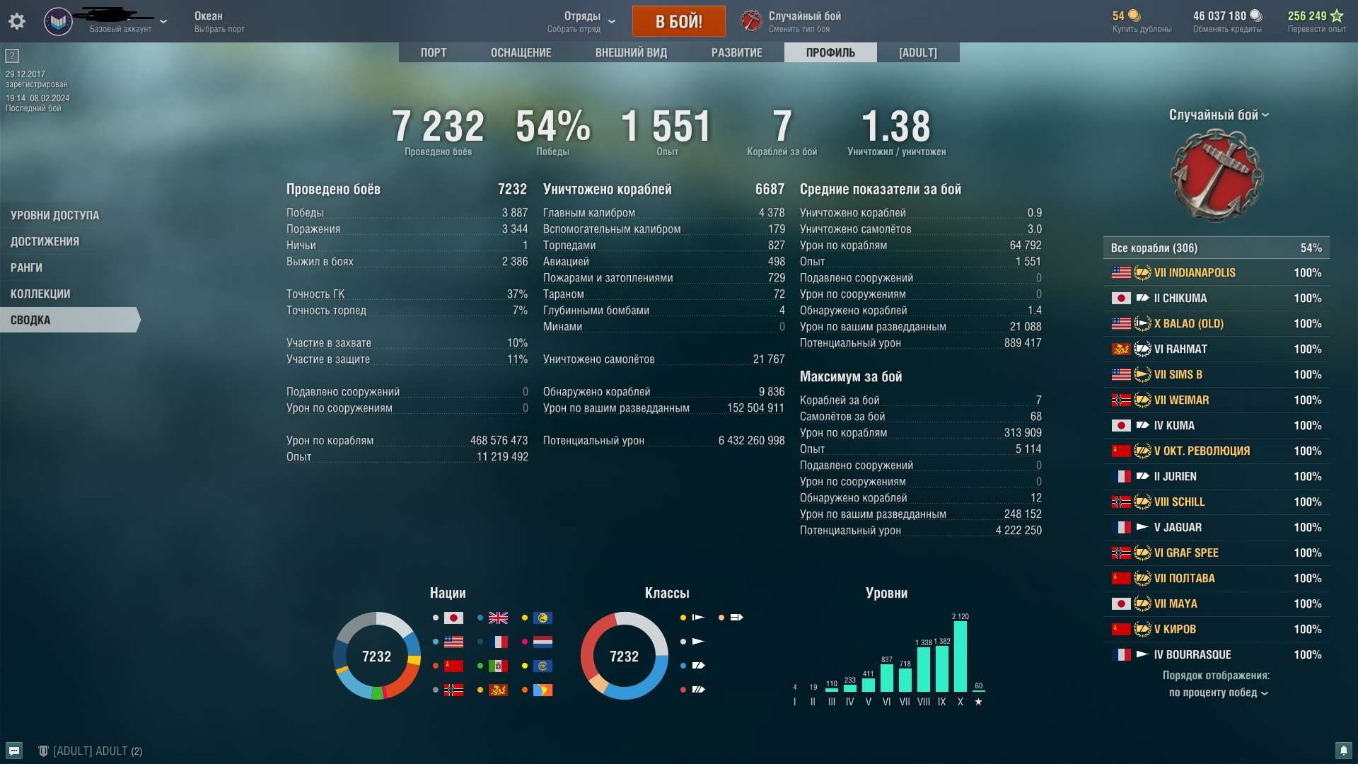 продажа аккаунта к игре World of Warships