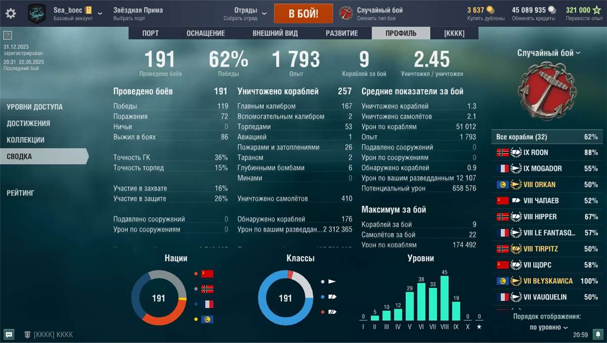продажа аккаунта к игре World of Warships