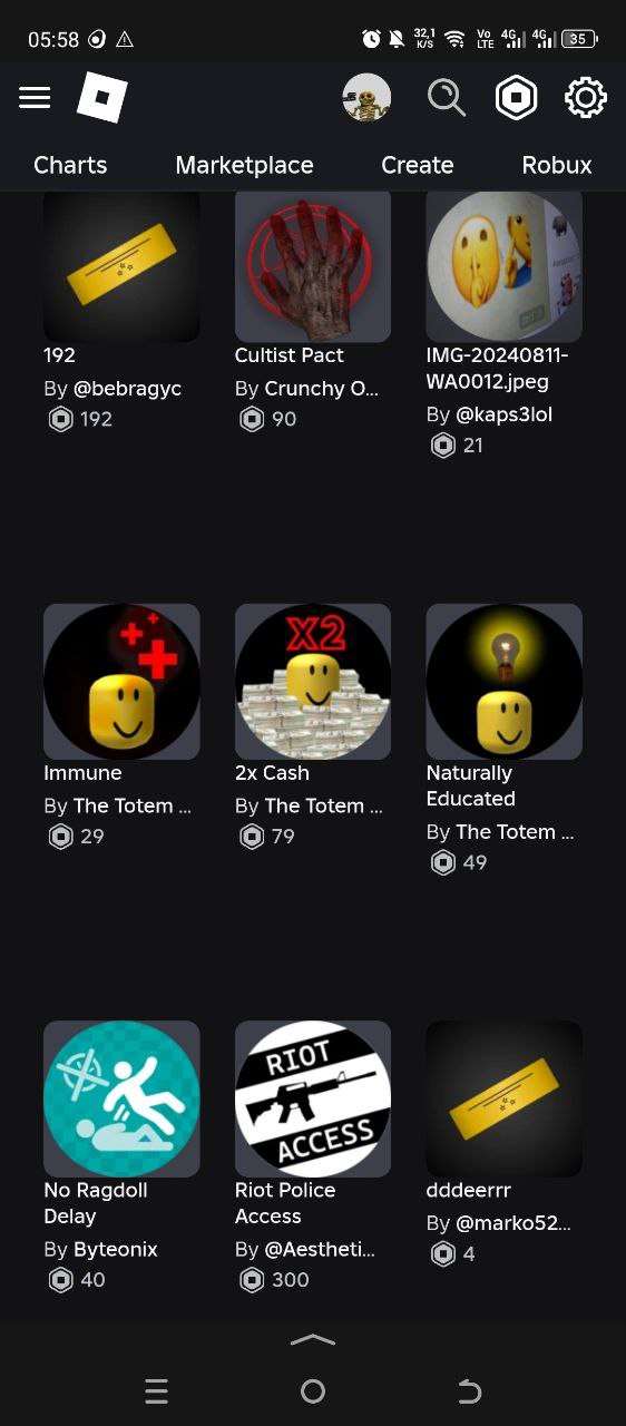 продажа аккаунта к игре Roblox