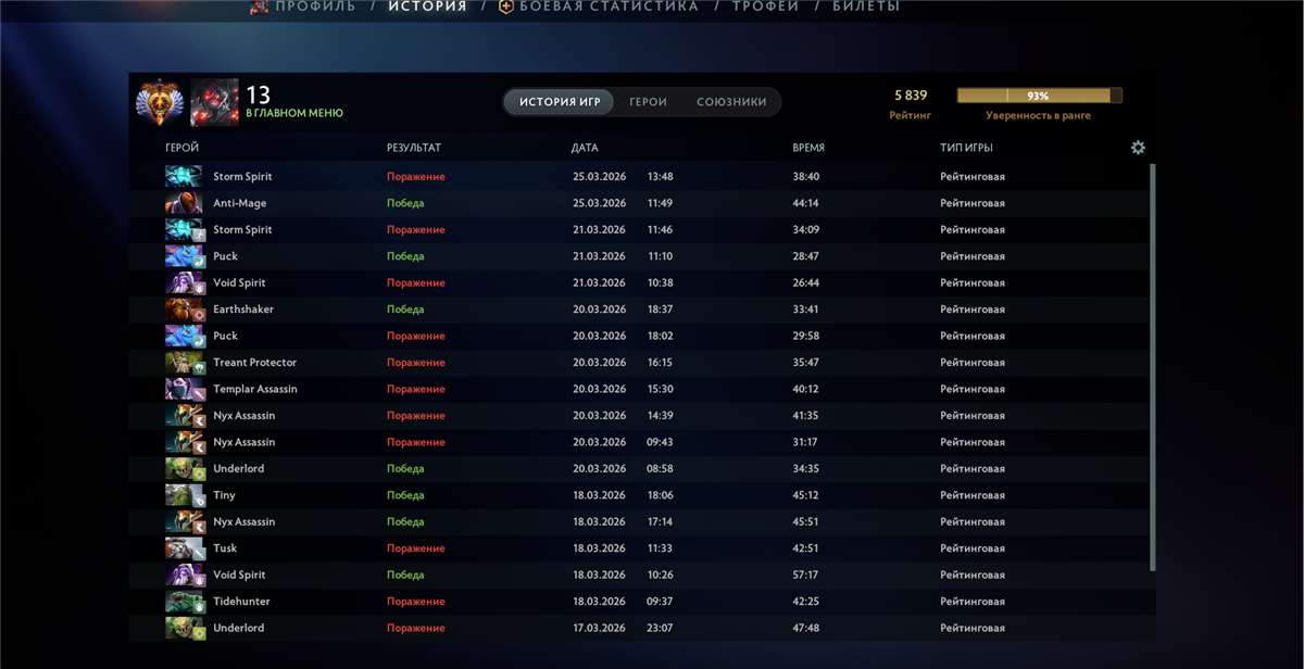 продажа аккаунта к игре Dota 2