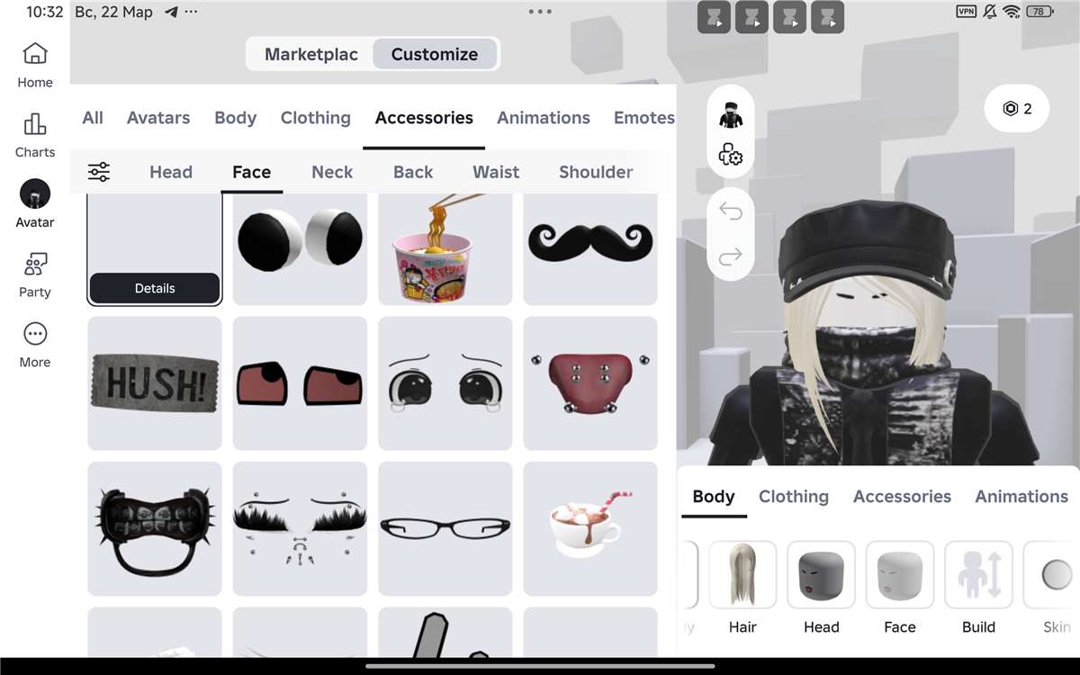 продажа аккаунта к игре Roblox