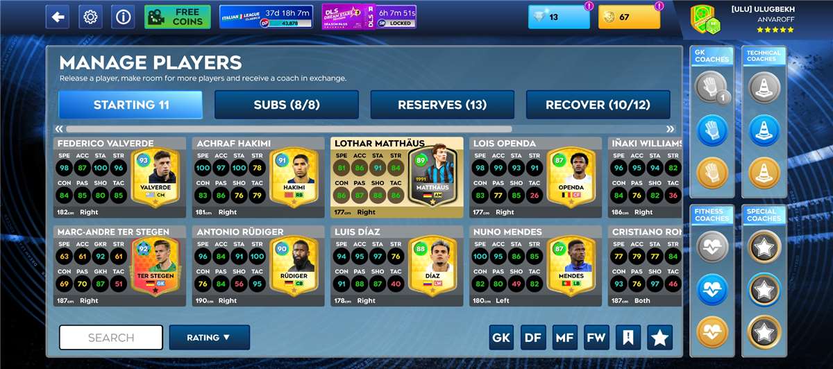 продажа аккаунта к игре Dream League Soccer