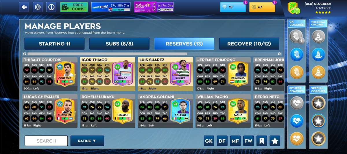 продажа аккаунта к игре Dream League Soccer