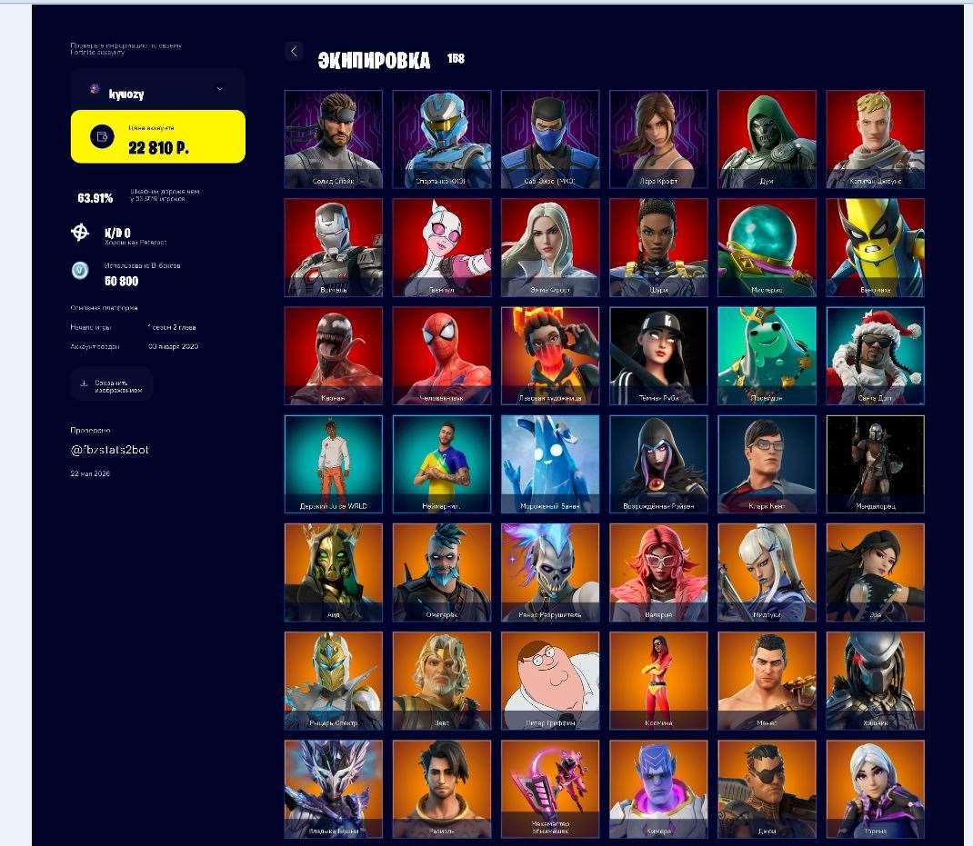 продажа аккаунта к игре Fortnite
