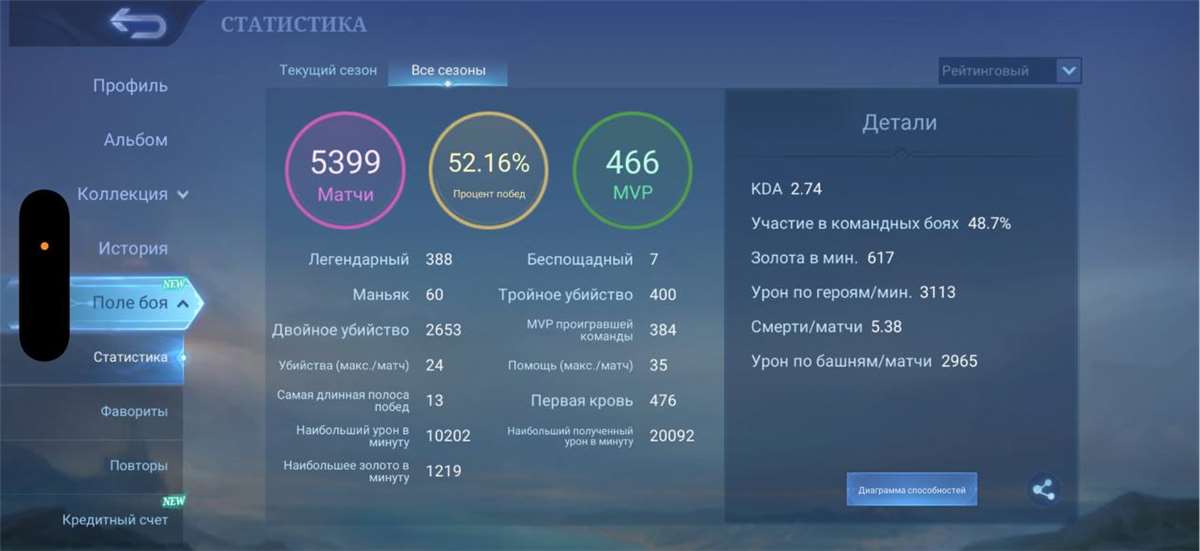 продажа аккаунта к игре Mobile Legends
