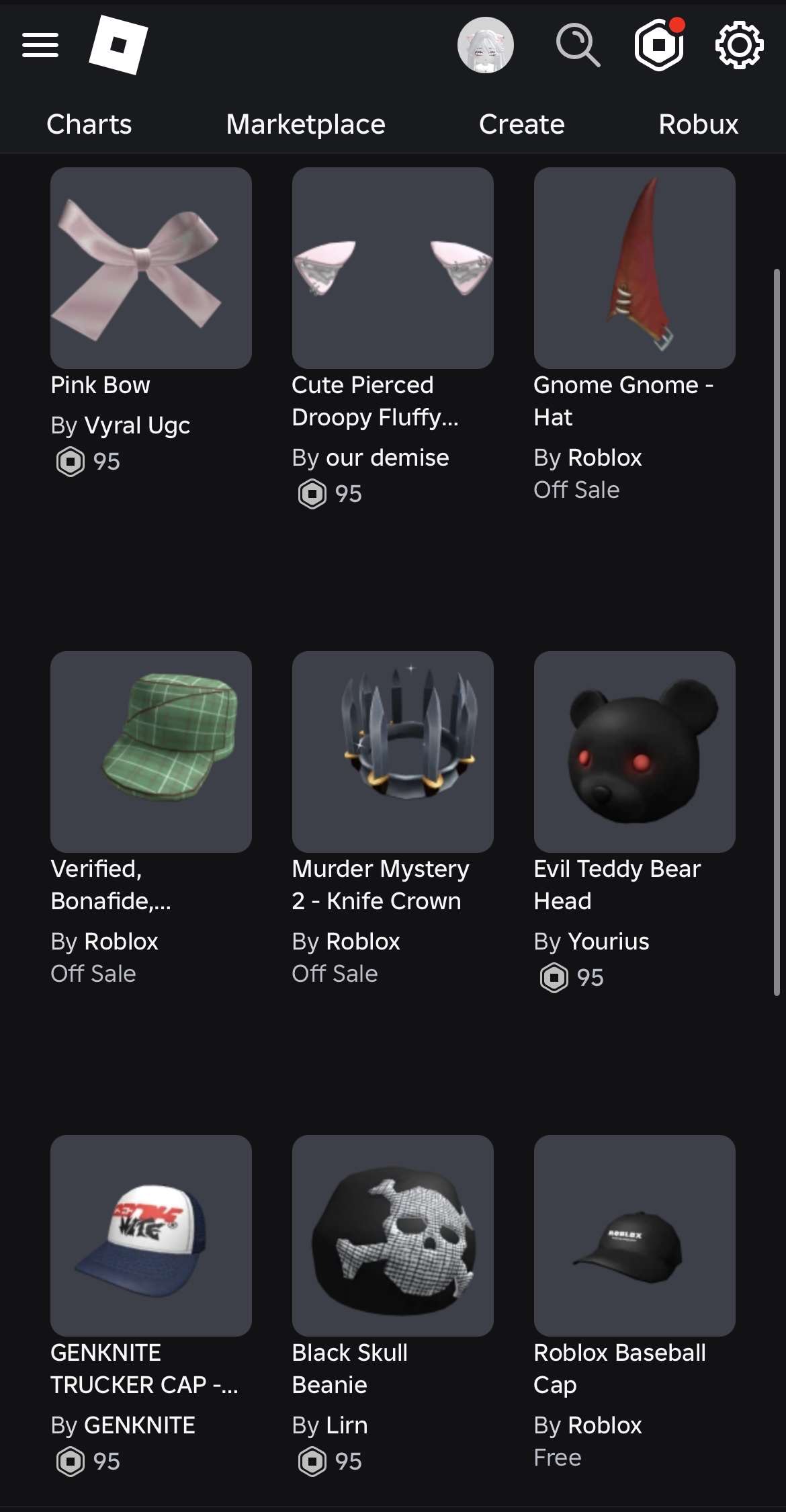 продажа аккаунта к игре Roblox