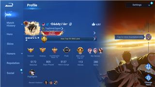 Краткое описание
HOK161 | Global | Lvl 202 | VIP 7 | 113 Heroes | 280 Skins (1 Flawless, 3 Bleach, 2 AOT

Я русский Honor of Kings