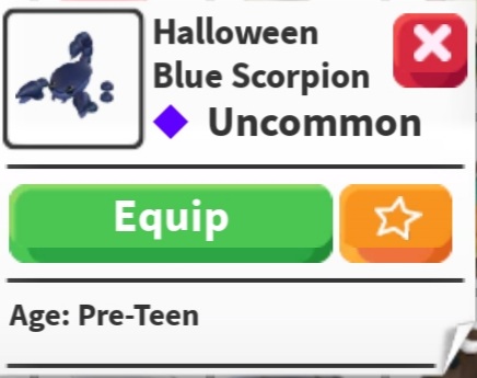 продажа предметов, вещей Halloween blue scorpion (олд) - Предметы, вещи в Roblox